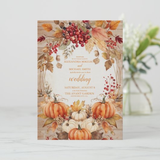 Invitation Automne Citrouille  Mariage de script (Debout devant)