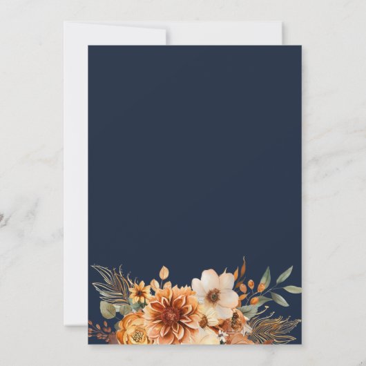 Invitation automne citrouille marine bleu dîner d'action de g (Dos)