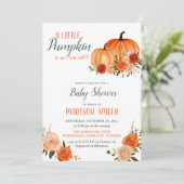 Invitation Automne Citrouille orange | BABY SHOWER (Debout devant)