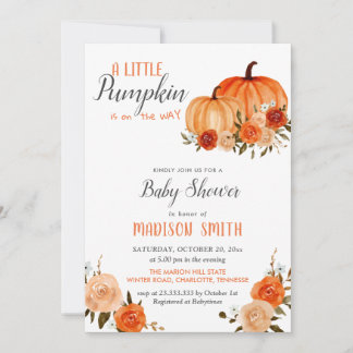 Invitation Automne Citrouille orange | BABY SHOWER