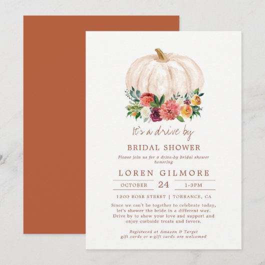 Invitation Automne Citrouille par Fête des mariées (Devant / Derrière)