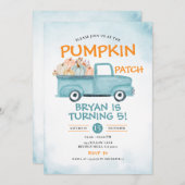 Invitation Automne Citrouille Patch Anniversaire Camion Autom (Devant / Derrière)