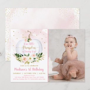 Invitation Automne Citrouille Pink Gold Confetti Premier anni