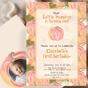 Invitation Automne Citrouille Premier anniversaire Photo pers