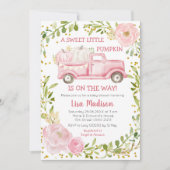 Invitation Automne Citrouille rose Baby shower de camion fill (Devant)