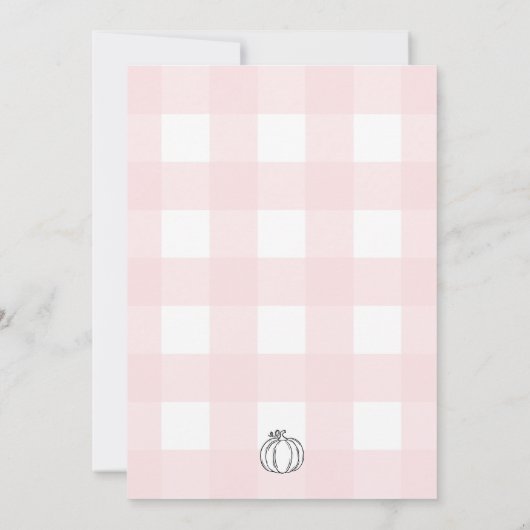 Invitation Automne Citrouille rose En vichy Christening Invit (Dos)