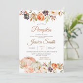Invitation Automne Citrouille Rustic Floral Baby shower (Debout devant)