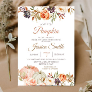 Invitation Automne Citrouille Rustic Floral Baby shower