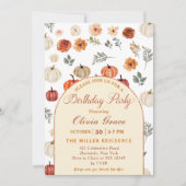 Invitation Automne Citrouille Rustique fête d'anniversaire (Devant)