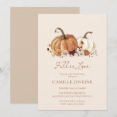 Invitation Automne Citrouille Rustique Florale Fête des marié (Devant / Derrière)