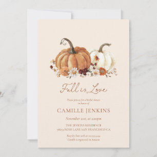 Invitation Automne Citrouille Rustique Florale Fête des marié