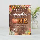 Invitation Automne Citrouille Rustique Premier anniversaire I (Debout devant)