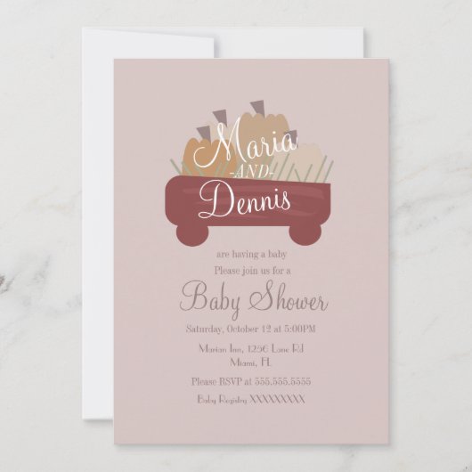 Invitation Automne Citrouille simple Baby shower en forme de  (Devant)