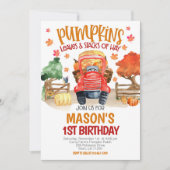 Invitation Automne Citrouille Tracteur Anniversaire (Devant)