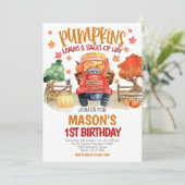 Invitation Automne Citrouille Tracteur Anniversaire (Debout devant)