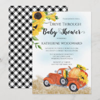 Automne Citrouille Truck Drive Via Baby shower Inv