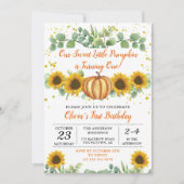 Invitation Automne Citrouille Vert Fleurs de soleil Automne A (Devant)