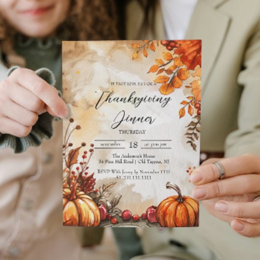 Invitation Automne citrouilles et teintes Thanksgiving