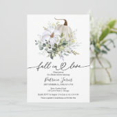 Invitation Automne dans Love Verdure Citrouille Automne Fête (Debout devant)