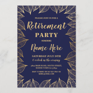 Invitation Automne d'automne de feuille d'or de marine