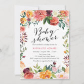 Invitation Automne de l'invitation | de baby shower floral (Devant)