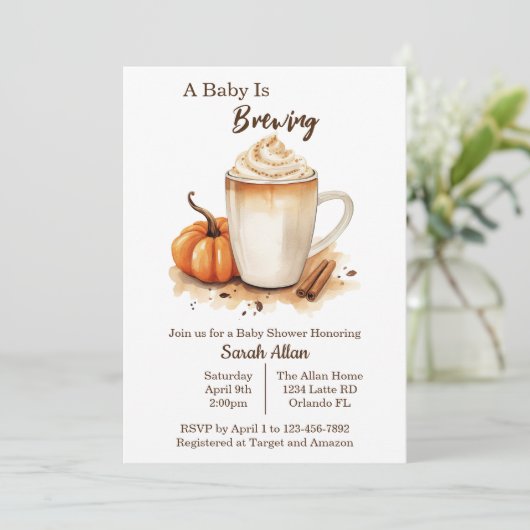 Invitation Automne Dernière Bébé brasse Baby shower Invitatio (Debout devant)