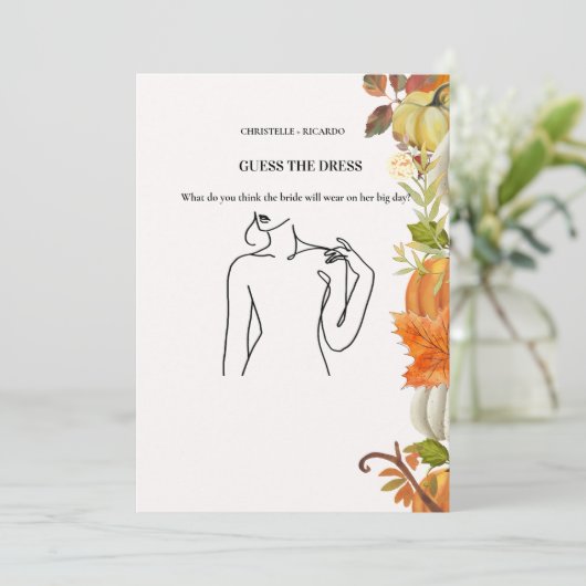 Invitation Automne Devinez la robe mariée jeu de douche nupti (Debout devant)