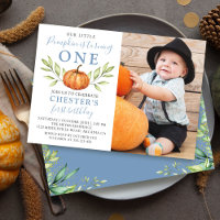 Automne Dusty Blue Citrouille 1er anniversaire Pho