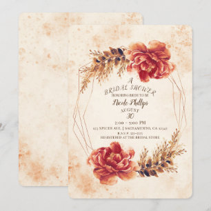 Invitation Automne Eau Florale Aquarelle Fête de Mariage aux