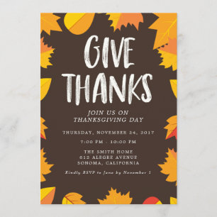 Invitation Automne écrit à la main de Thanksgiving Party Invi