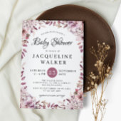 Invitation Automne Elégant Fleurs violettes Baby shower de fe