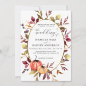 Invitation Automne Elegant Foliage Citrouille Gold Foil Maria (Devant)