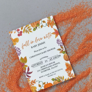 Invitation automne en amour feuilles automne citrouille baby 