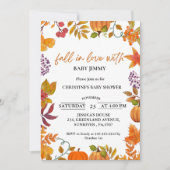 Invitation automne en amour feuilles automne citrouille baby  (Devant)