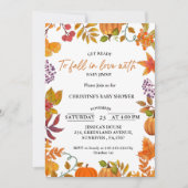 Invitation automne en amour feuilles automne citrouille baby  (Devant)