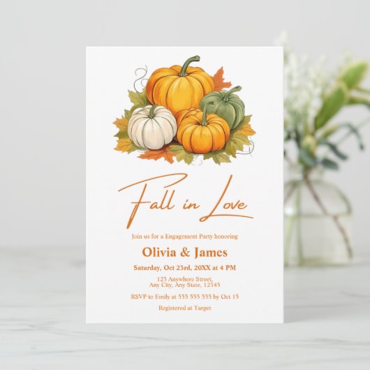 Invitation Automne en amour Rustique Citrouille Automne (Debout devant)