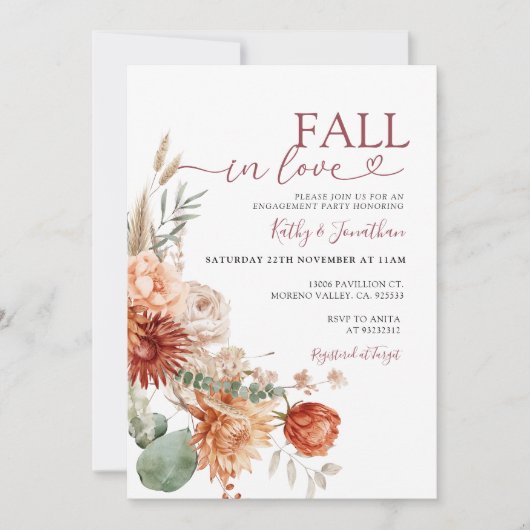 Invitation Automne en amour Rustique Fleur sauvage Automne Fi (Devant)