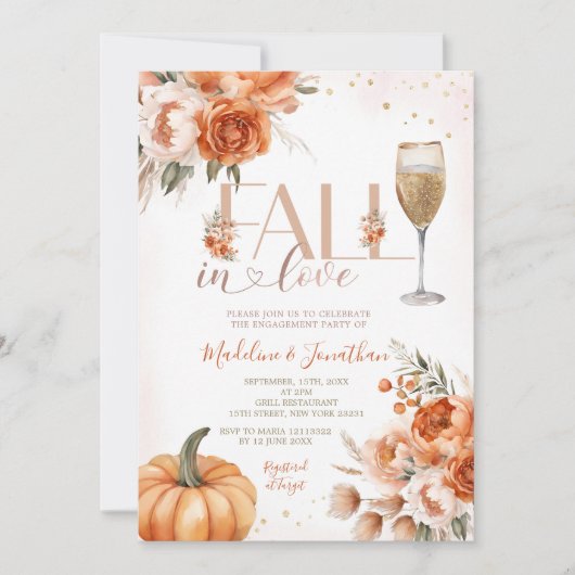 Invitation Automne En Amour Rustique Floral Automne (Devant)