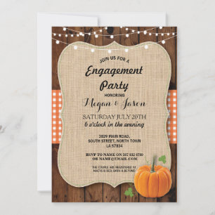 Invitation Automne en bois rustique de toile de jute de