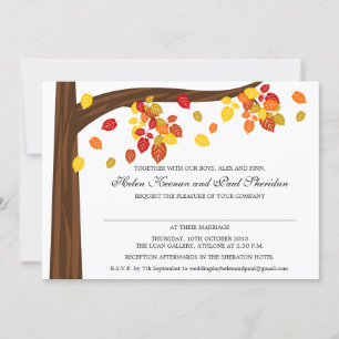 Invitation Automne en chute Feuille Mariage V3