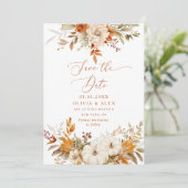 Invitation Automne en terre cuite Mariage Enregistrer la date (Debout devant)