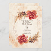 Invitation Automne Épice d'automne Floral Aquarelle Mariage (Devant / Derrière)