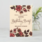Invitation Automne et automne Floral Surprise fête d'annivers (Debout devant)