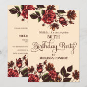 Invitation Automne et automne Floral Surprise fête d'annivers (Devant / Derrière)