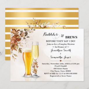 Invitation Automne Eucalyptus bulles et brasse Fête des marié