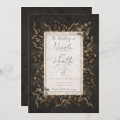 Invitation Automne Fairytale Bronze Botanique Feuille Mariage (Devant / Derrière)