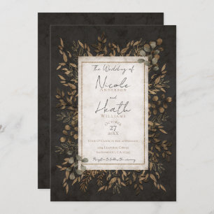 Invitation Automne Fairytale Bronze Botanique Feuille Mariage