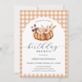 Invitation Automne Femme Citrouille Anniversaire Brunch Plaid (Devant)