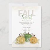 Invitation Automne Festival Watercolor Simple Citrouille Gour (Devant)