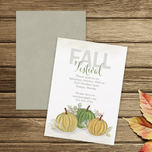 Invitation Automne Festival Watercolor Simple Citrouille Gour